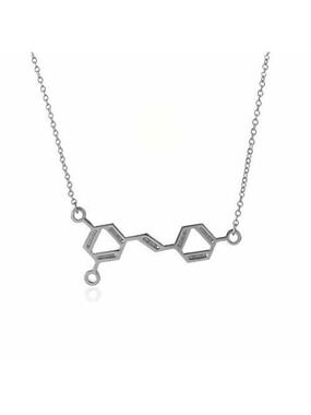 Resveratrol Wine Molecule Pendant Necklace in Silver
